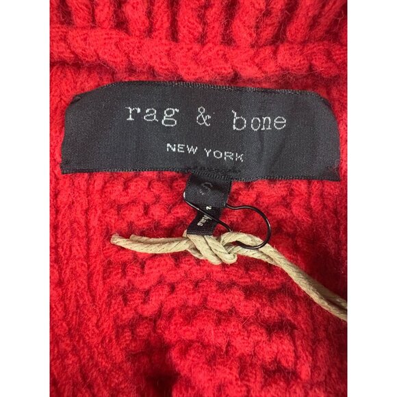Rag and Bone Handknit fashion cable poncho wool angora blend sz S New color red - Picture 2 of 5
